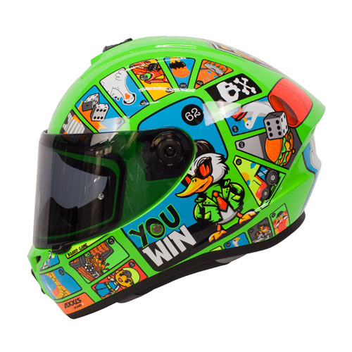 Casco integral para motociclista talla M Draken goose game A76 Gloss flour green Axxis